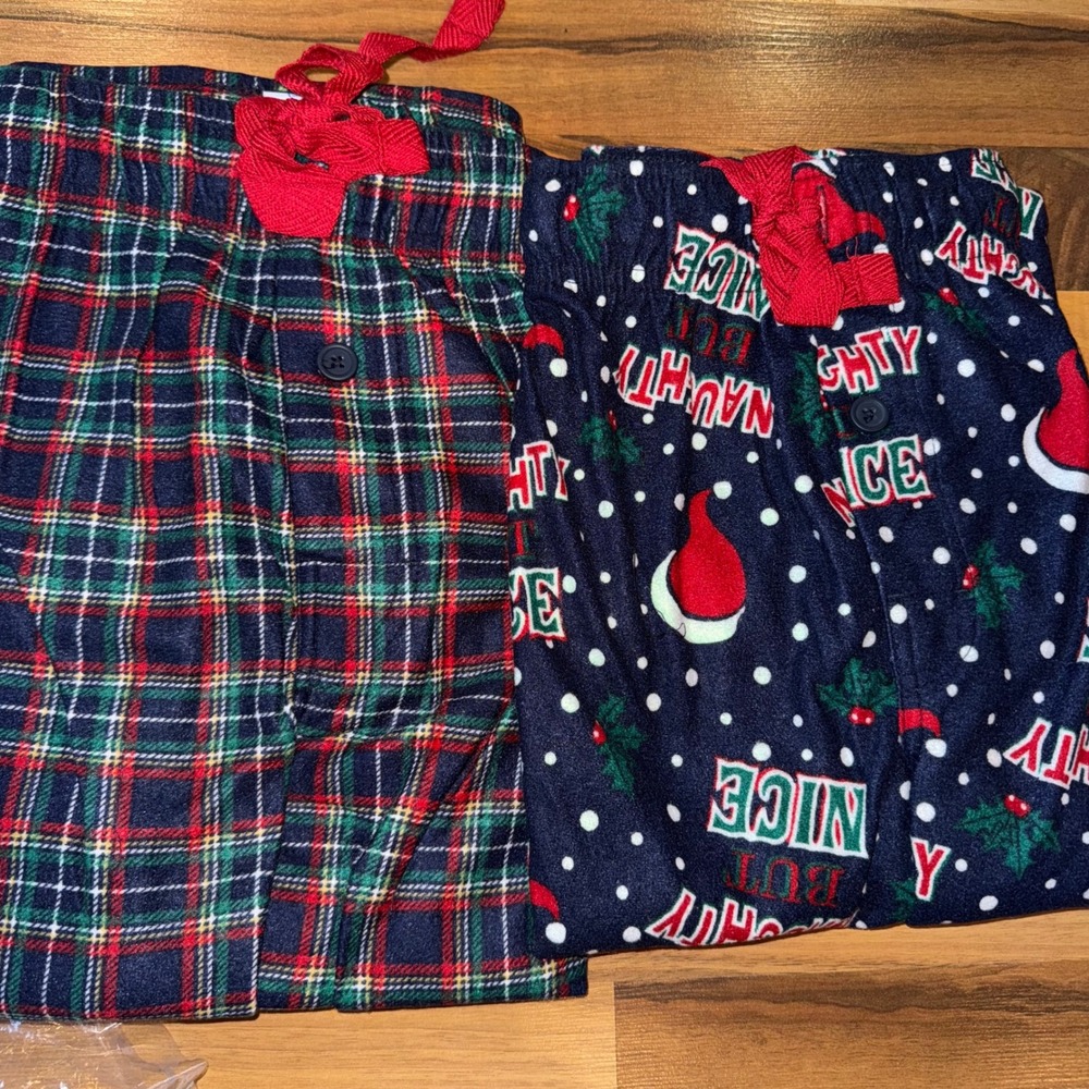 Fruit of the Loom Mens Christmas Pajama Pants M Multi Holiday 2 pair jingle NEW